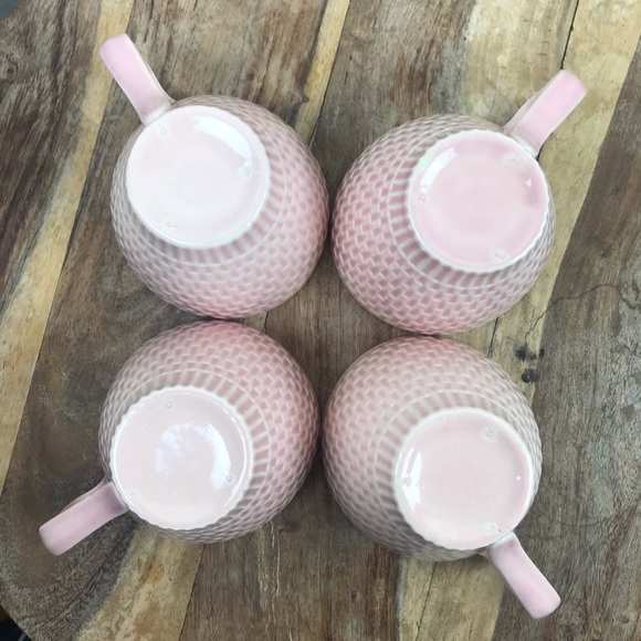 Vintage l 50s Red Wing Capistrano Mid-Century Pink Textured Basket Weave Tea Cup - Picture 11 of 14